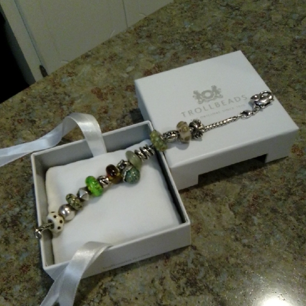 Trollbeads Silver Bracelet with Green Accents